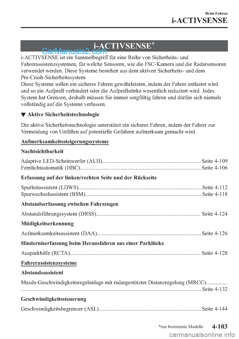 MAZDA MODEL 2 2018  Betriebsanleitung (in German) �L��$�&�7�,�9�6�(�1�6�(�
�L��$�&�7�,�9�6�(�1�6�(��L�V�W��H�L�Q��6�D�P�P�H�O�E�H�J�U�L�I�I��I�