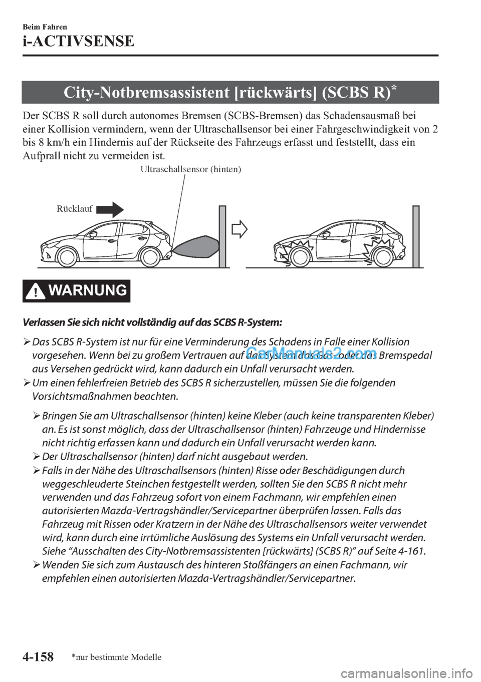 MAZDA MODEL 2 2018  Betriebsanleitung (in German) �&�L�W�\��1�R�W�E�U�H�P�V�D�V�V�L�V�W�H�Q�W��>�U�