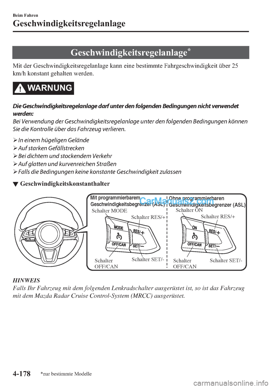 MAZDA MODEL 2 2018  Betriebsanleitung (in German) �*�H�V�F�K�Z�L�Q�G�L�J�N�H�L�W�V�U�H�J�H�O�D�Q�O�D�J�H�
�0�L�W��G�H�U��*�H�V�F�K�Z�L�Q�G�L�J�N�H�L�W�V�U�H�J�H�O�D�Q�O�D�J�H��N�D�Q�Q��H�L�Q�H��E�H�V�W�L�P�P�W�H��)�D�K�U�J�H�V�F�K�Z�L�Q�G�L�J�