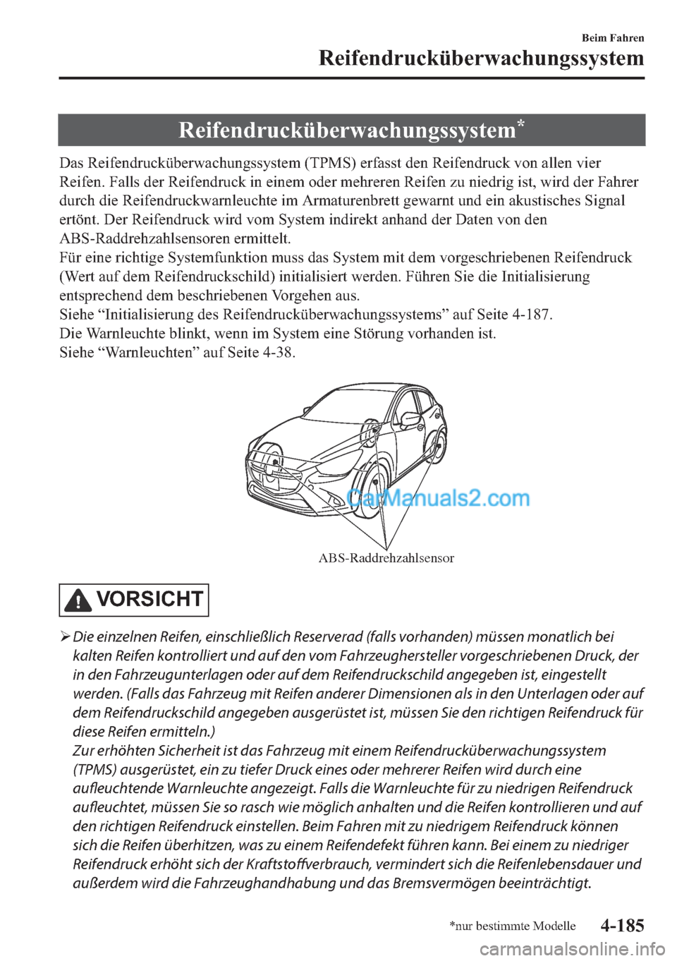 MAZDA MODEL 2 2018  Betriebsanleitung (in German) �5�H�L�I�H�Q�G�U�X�F�N��
��D�V��5�H�L�I�H�Q�G�U�X�F�N�