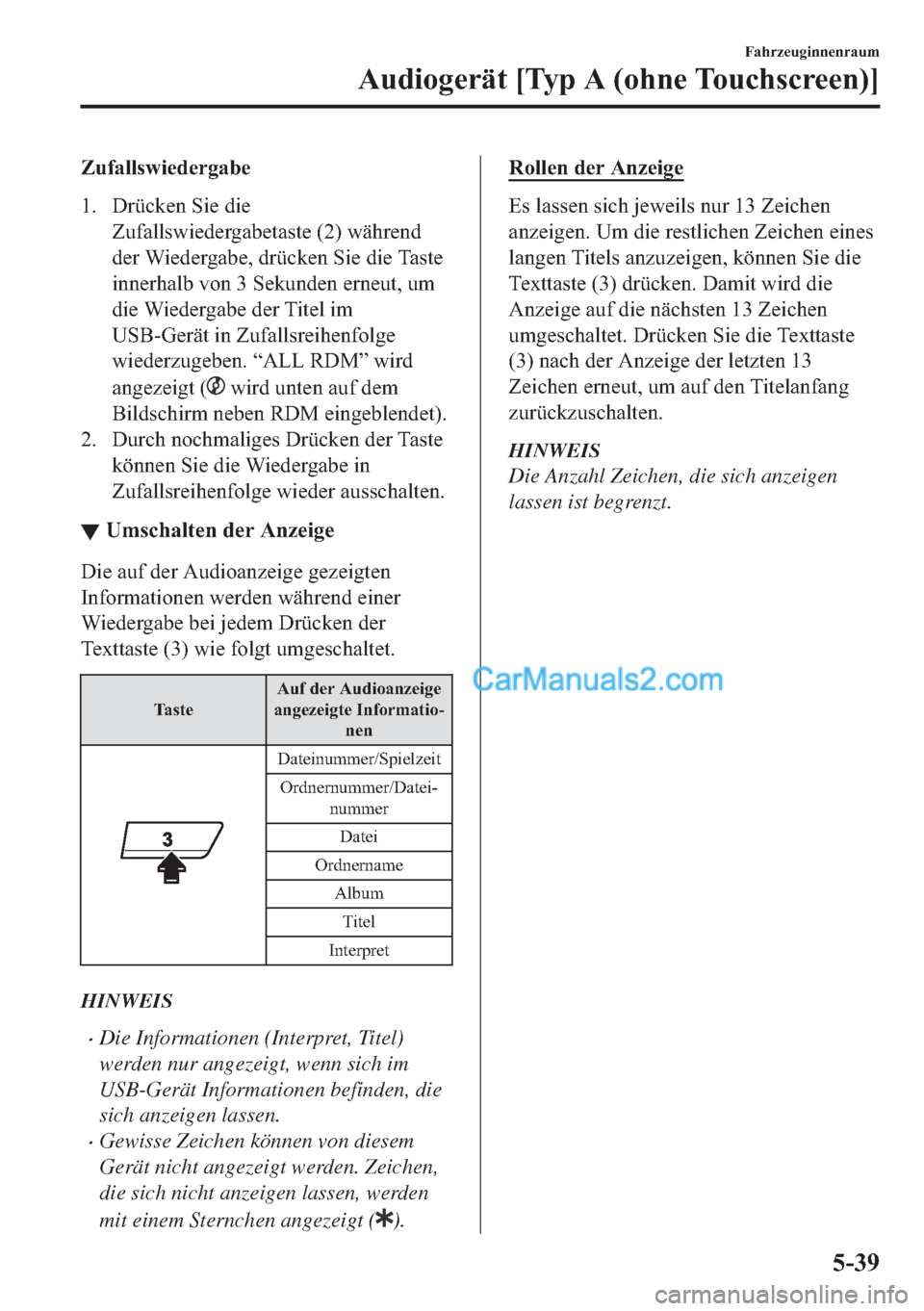 MAZDA MODEL 2 2018  Betriebsanleitung (in German) �=�X�I�D�O�O�V�Z�L�H�G�H�U�J�D�E�H
�� ��U�