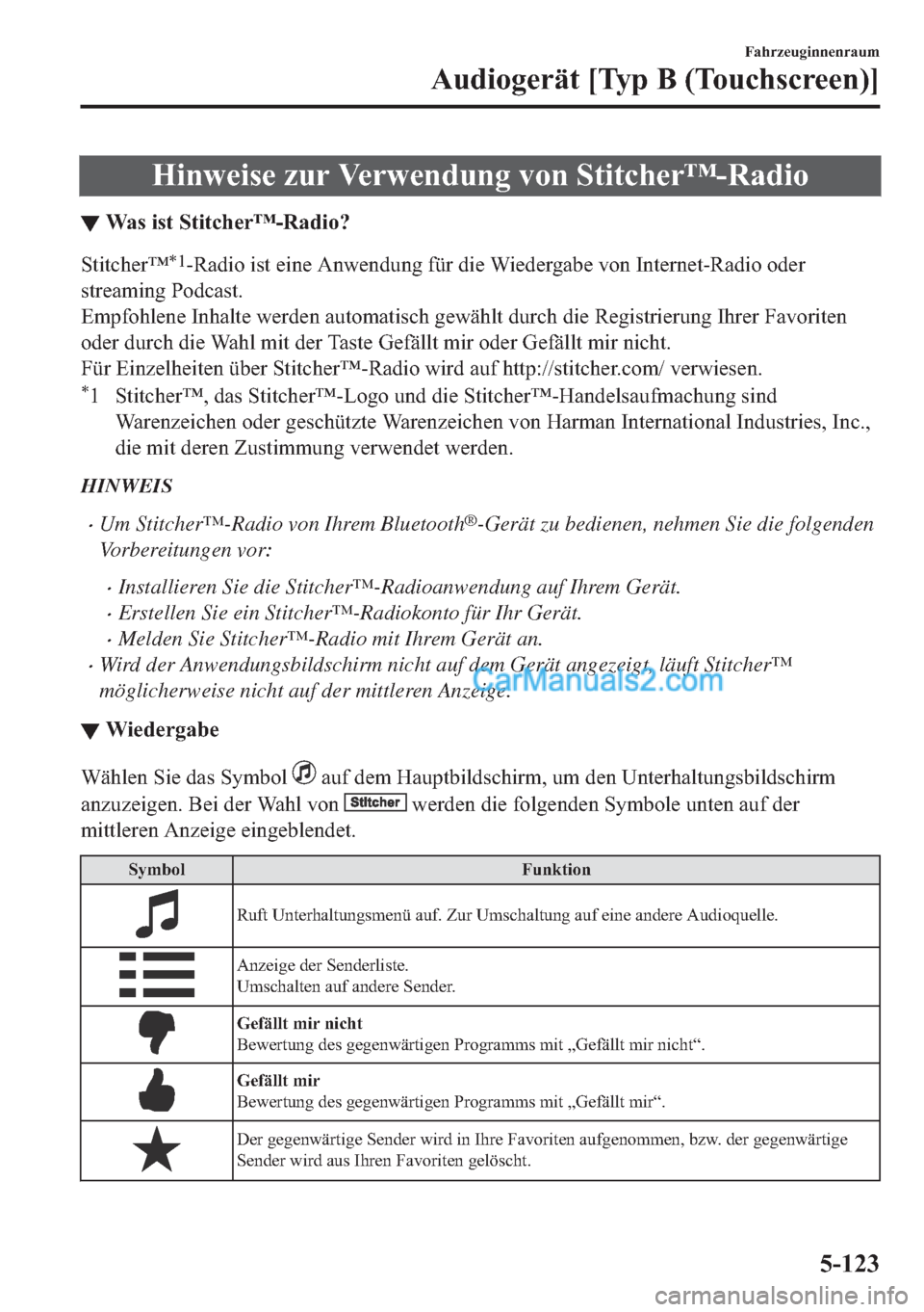 MAZDA MODEL 2 2018  Betriebsanleitung (in German) �+�L�Q�Z�H�L�V�H��]�X�U��9�H�U�Z�H�Q�G�X�Q�J��Y�R�Q��6�W�L�W�F�K�H�U�
