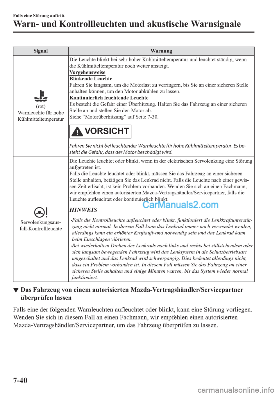 MAZDA MODEL 2 2018  Betriebsanleitung (in German) �6�L�J�Q�D�O �:�D�U�Q�X�Q�J
��U�R�W�
�:�D�U�Q�O�H�X�F�K�W�H��I�