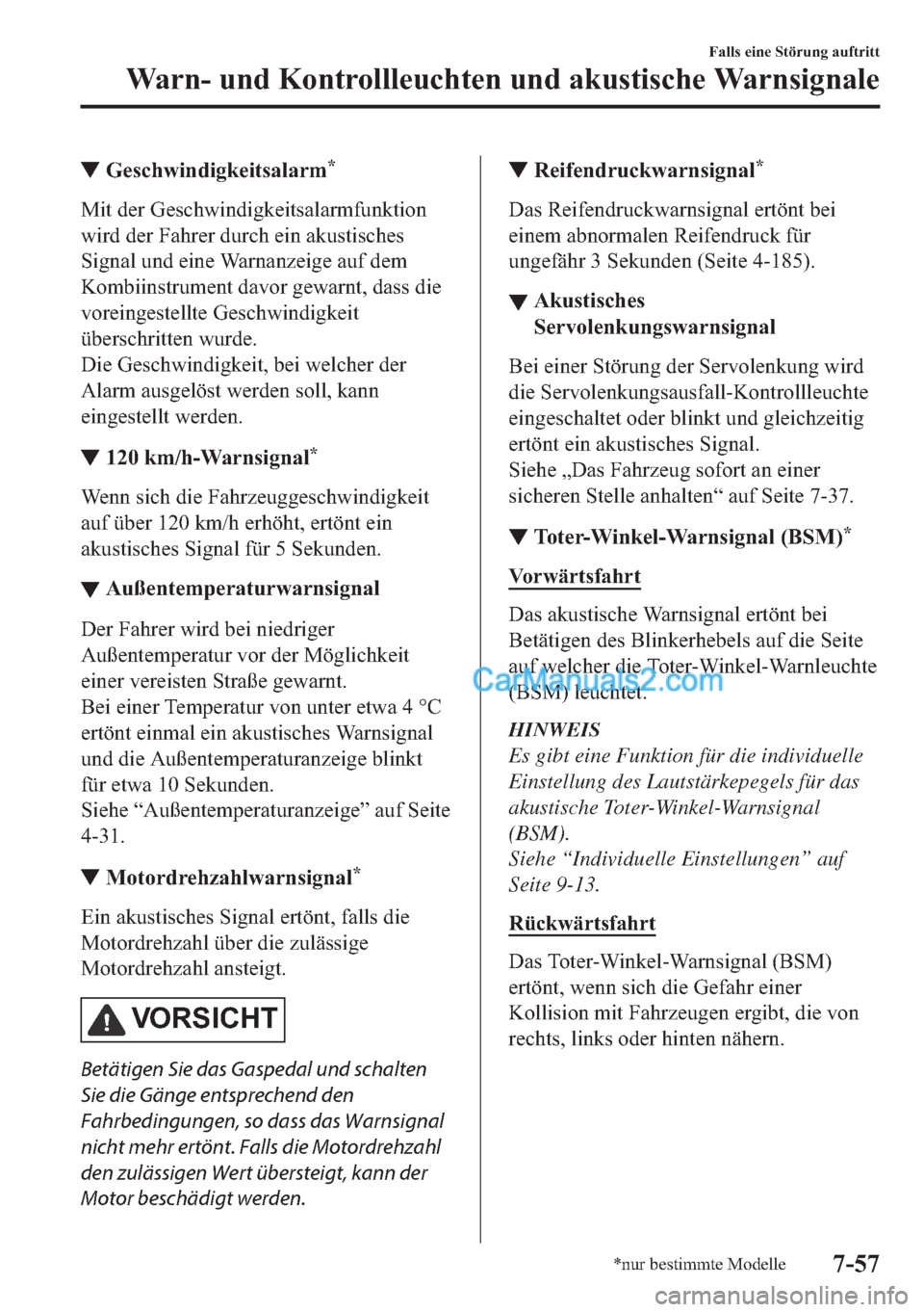 MAZDA MODEL 2 2018  Betriebsanleitung (in German) ▼�*�H�V�F�K�Z�L�Q�G�L�J�N�H�L�W�V�D�O�D�U�P�
�0�L�W��G�H�U��*�H�V�F�K�Z�L�Q�G�L�J�N�H�L�W�V�D�O�D�U�P�I�X�Q�N�W�L�R�Q
�Z�L�U�G��G�H�U��)�D�K�U�H�U��G�X�U�F�K��H�L�Q��D�N�X�V�W�L�V�F�K�H�V
�6