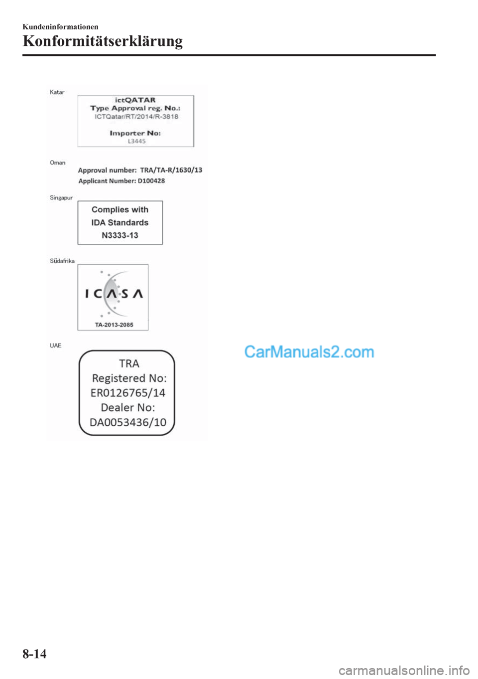 MAZDA MODEL 2 2018  Betriebsanleitung (in German) �.�X�Q�G�H�Q�L�Q�I�R�U�P�D�W�L�R�Q�H�Q
�.�R�Q�I�R�U�P�L�W�l�W�V�H�U�N�O�l�U�X�Q�J
����  