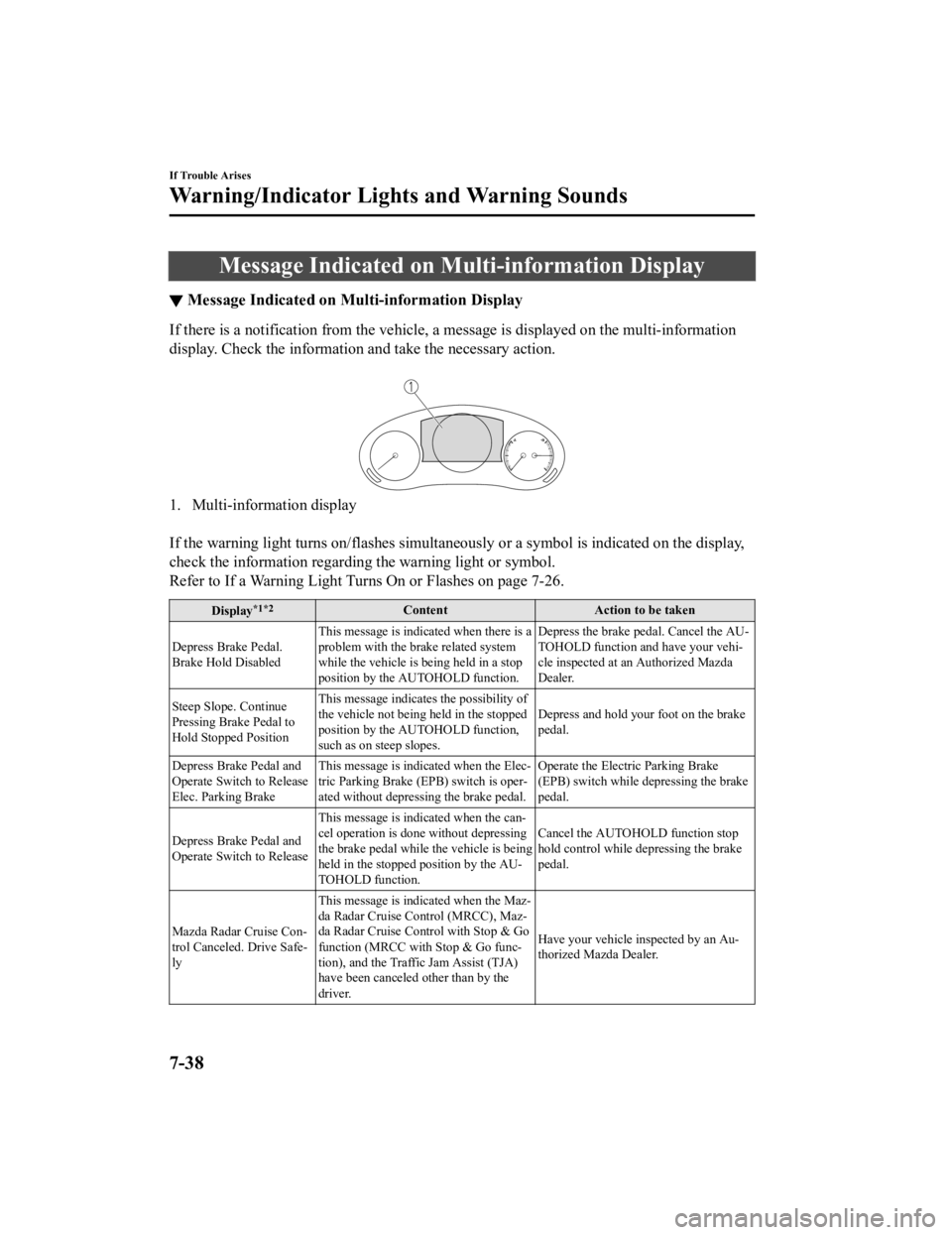 MAZDA MODEL 3 SEDAN 2019 Owners Manual Message Indicated on Multi-information Display
▼Message Indicated on Mult
i-information Display
If there is a notification from th e vehicle, a message is displayed on the mul ti-information
display MAZDA MODEL 3 SEDAN 2019 Owners Manual Message Indicated on Multi-information Display
▼Message Indicated on Mult
i-information Display
If there is a notification from th e vehicle, a message is displayed on the mul ti-information
display