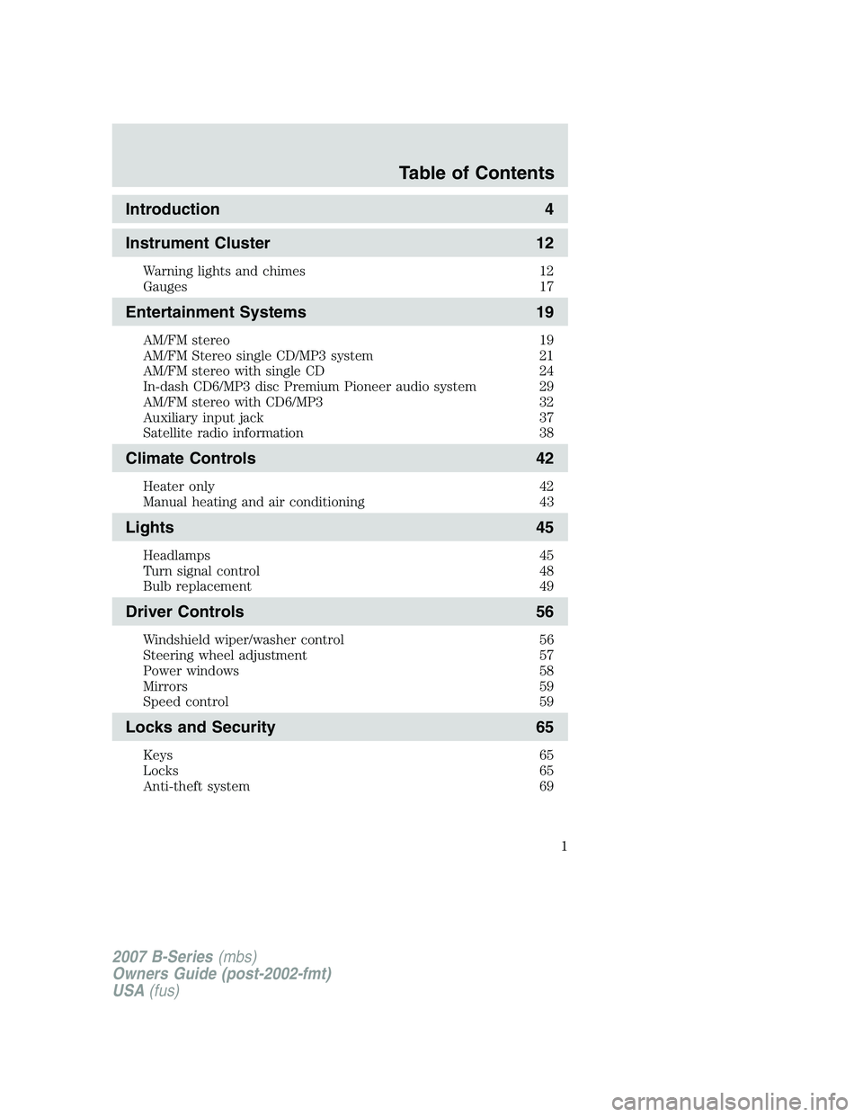 MAZDA MODEL B3000 TRUCK 2007  Owners Manual 