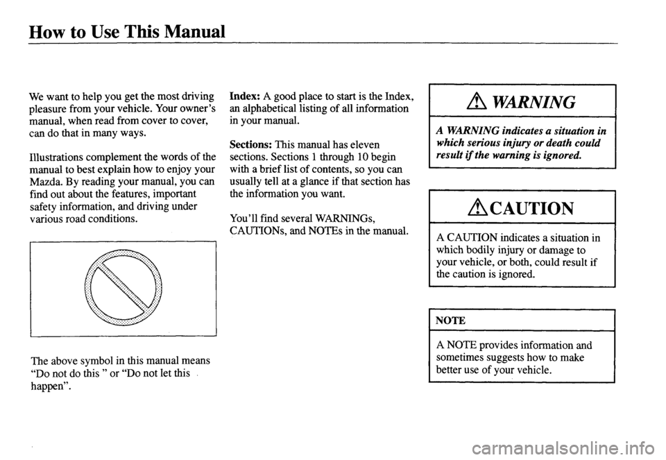 MAZDA MODEL MX-5 MIATA 2001  Owners Manual 