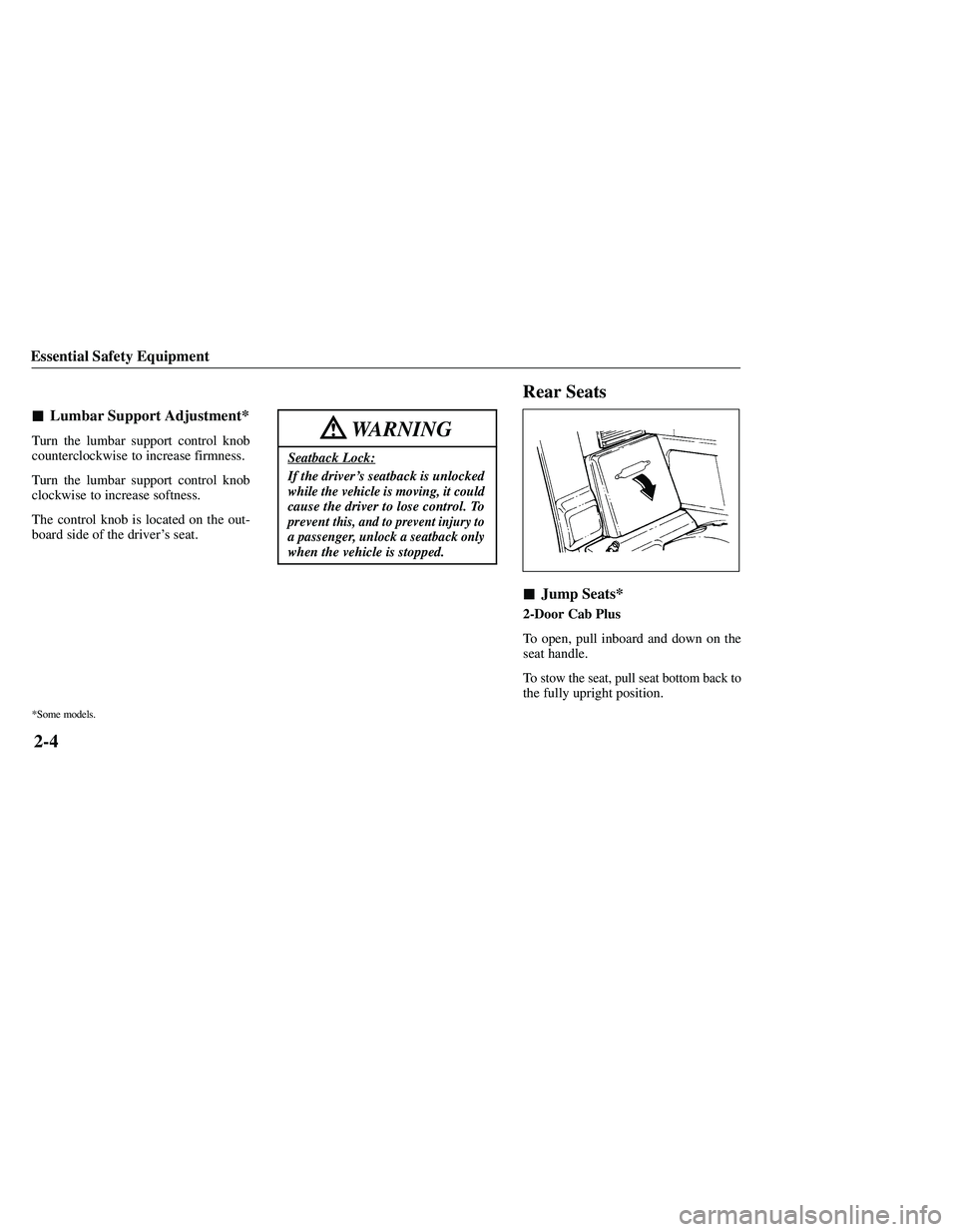 MAZDA MODEL B3000 4WD 2001 User Guide MAZDA MODEL B3000 4WD 2001 User Guide