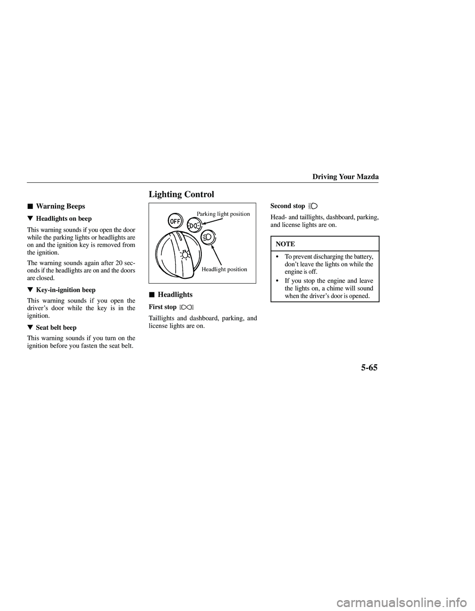 MAZDA MODEL B2500 2001 Owners Manual MAZDA MODEL B2500 2001 Owners Manual