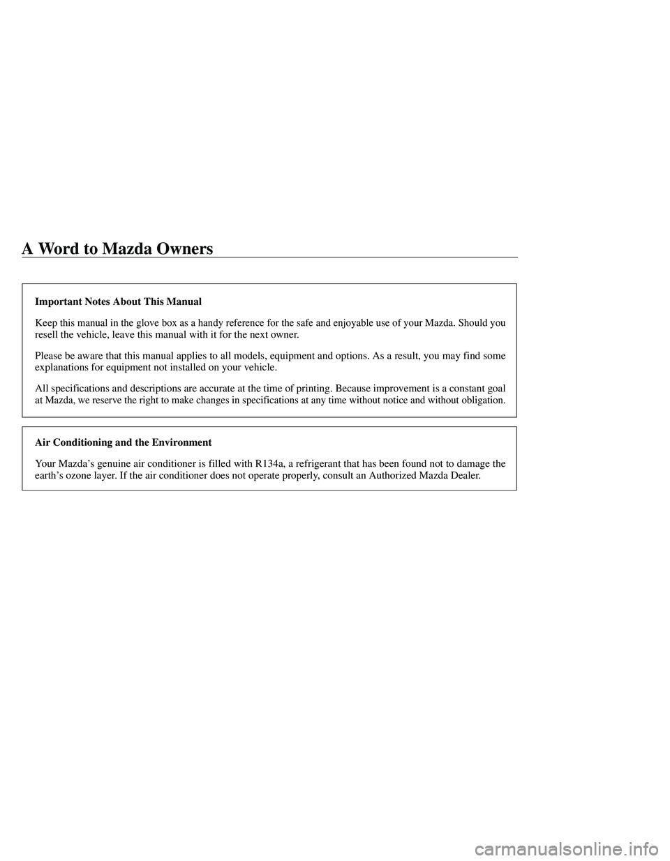 MAZDA MODEL B4000 4WD 2001  Owners Manual 