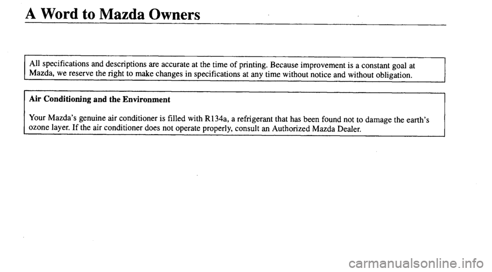 MAZDA MODEL 626 2000 Owners Manual MAZDA MODEL 626 2000 Owners Manual