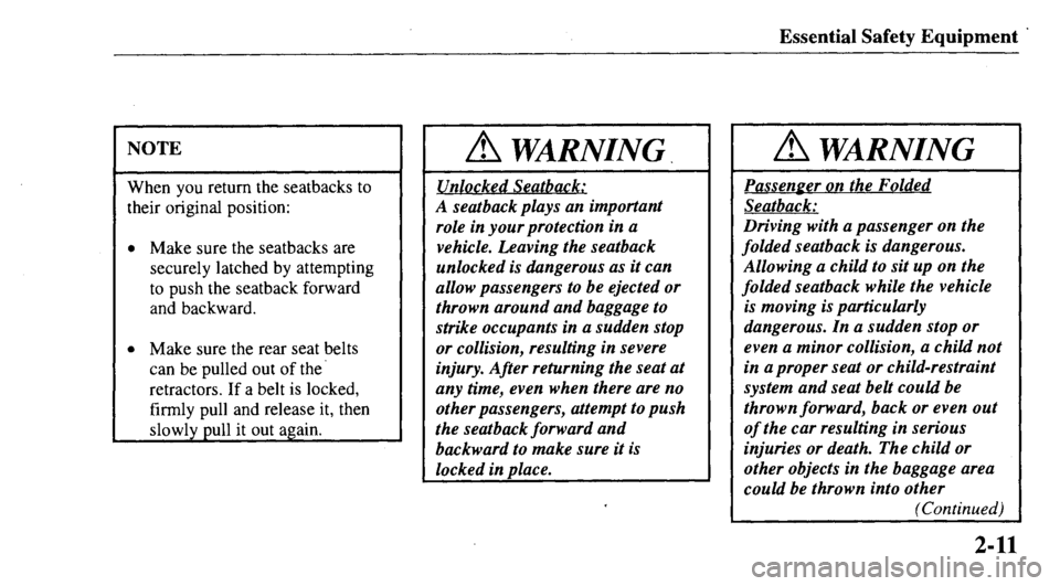 MAZDA MODEL 626 2000 Owners Manual 