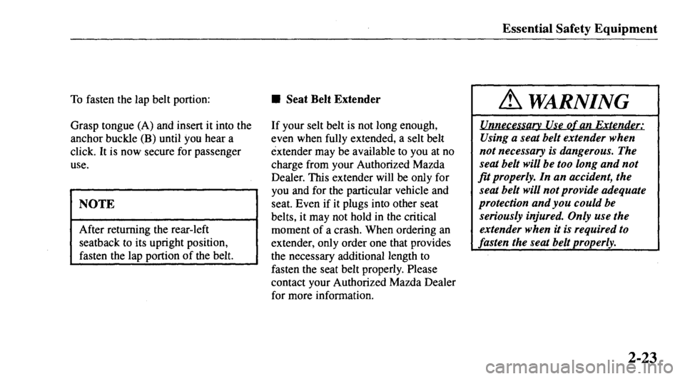 MAZDA MODEL 626 2000 Owners Guide 