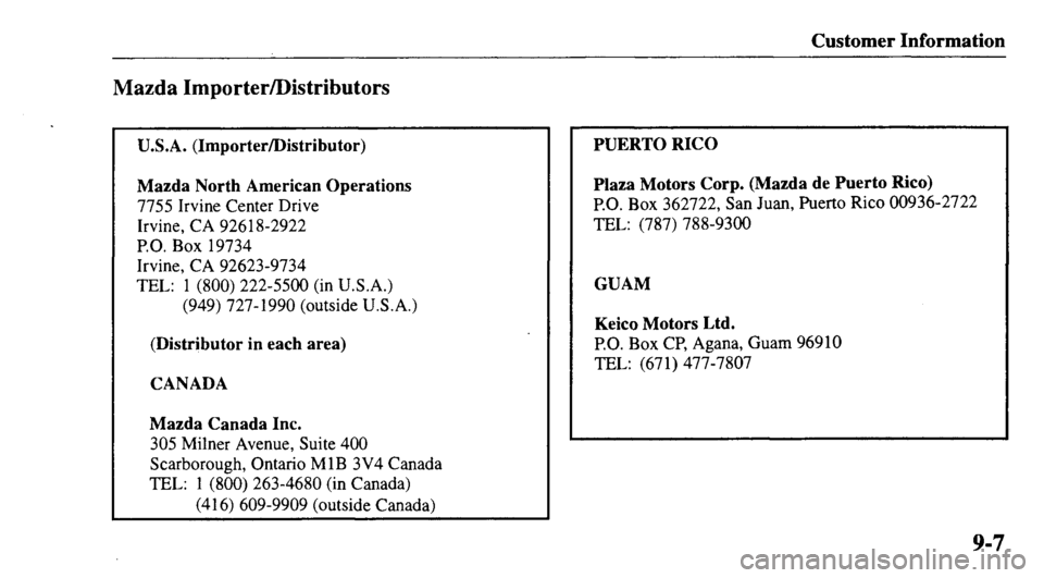 MAZDA MODEL 626 2000  Owners Manual 