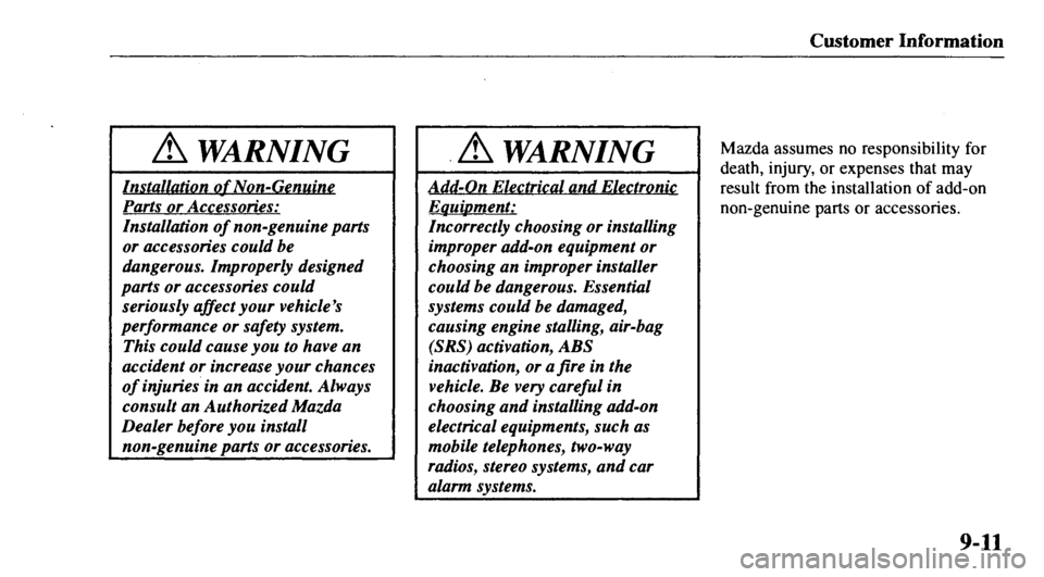 MAZDA MODEL 626 2000  Owners Manual 
