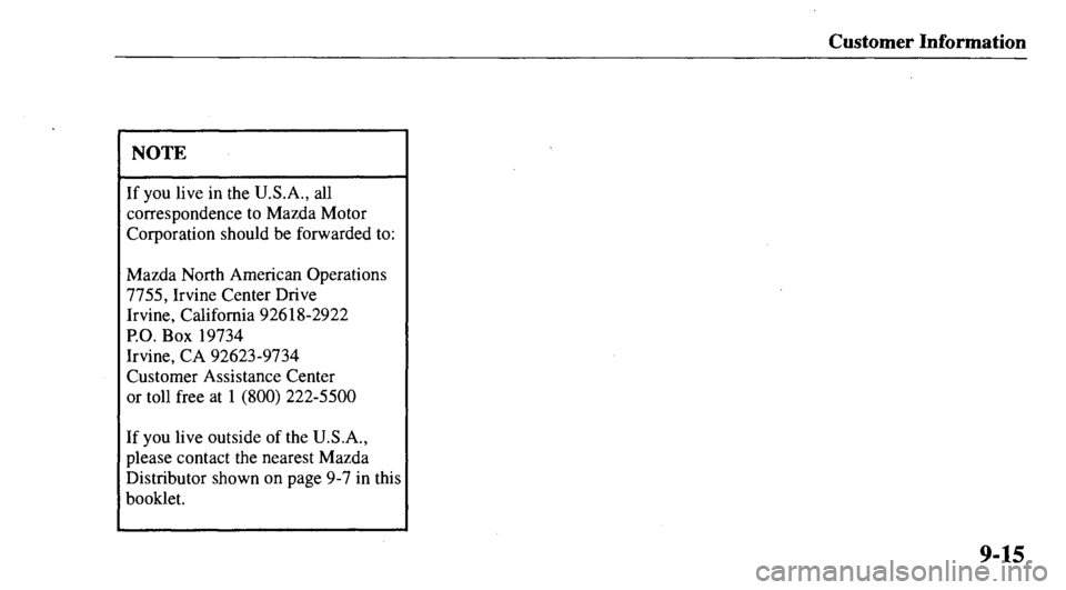 MAZDA MODEL 626 2000  Owners Manual 