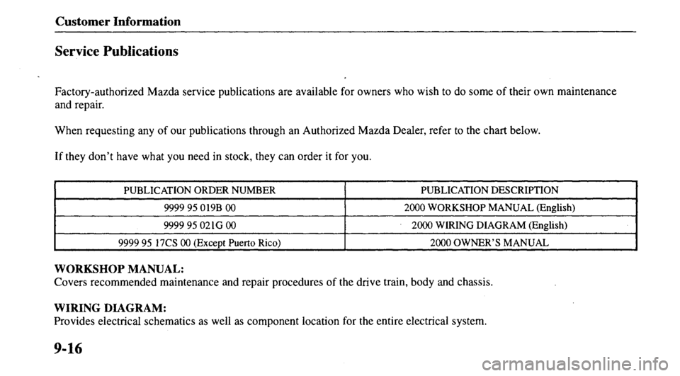 MAZDA MODEL 626 2000  Owners Manual 