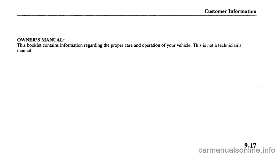 MAZDA MODEL 626 2000  Owners Manual 