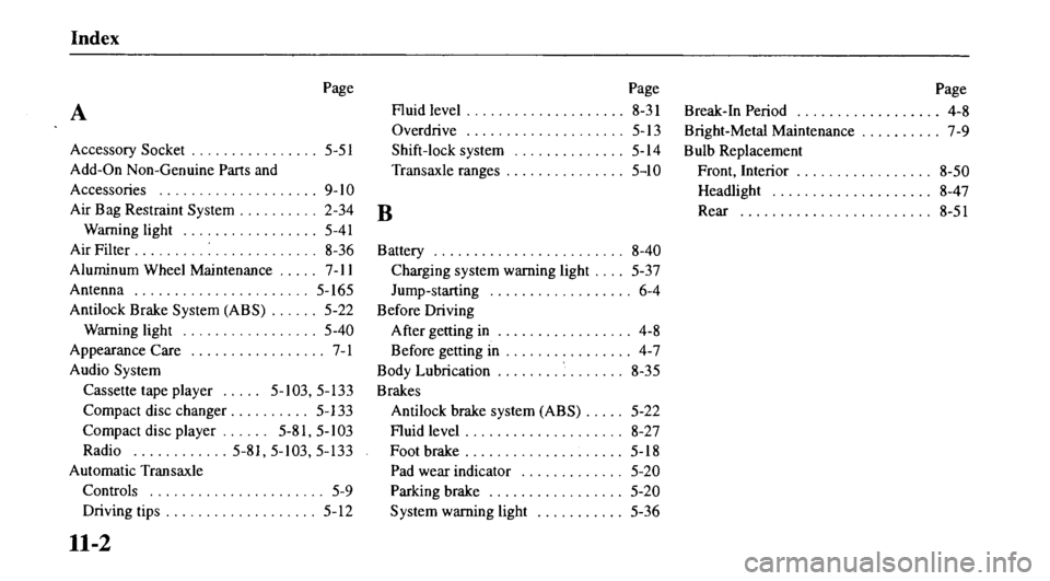MAZDA MODEL 626 2000 Owners Manual MAZDA MODEL 626 2000 Owners Manual