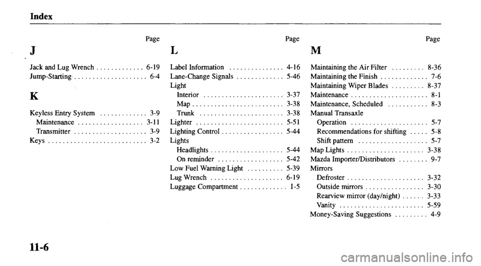 MAZDA MODEL 626 2000  Owners Manual 