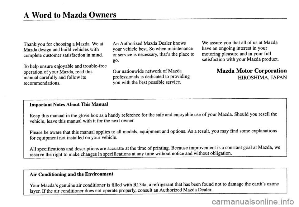 MAZDA MODEL MX-5 MIATA 2000  Owners Manual 