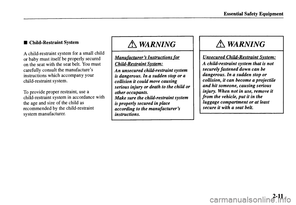 MAZDA MODEL MX-5 MIATA 2000 Owners Manual 