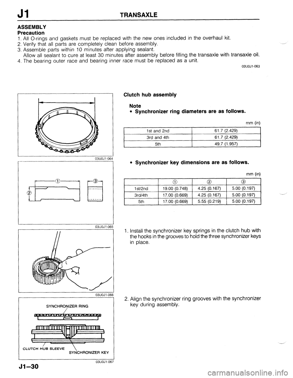 MAZDA 323 1989 Factory Repair Manual Jl TRANSAXLE
ASSEMBLY
Precaution
1. All O-rings and gaskets must be replaced with the new ones included in the overhaul kit.
2. Verify that all parts are completely clean before assembly.
3. Asse MAZDA 323 1989 Factory Repair Manual Jl TRANSAXLE
ASSEMBLY
Precaution
1. All O-rings and gaskets must be replaced with the new ones included in the overhaul kit.
2. Verify that all parts are completely clean before assembly.
3. Asse