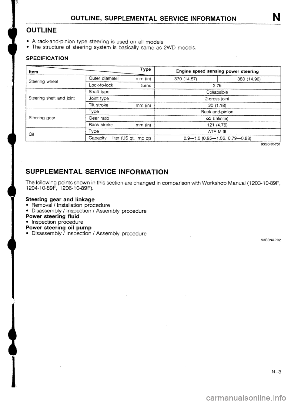 MAZDA 232 1990 Workshop Manual Suplement MAZDA 232 1990 Workshop Manual Suplement