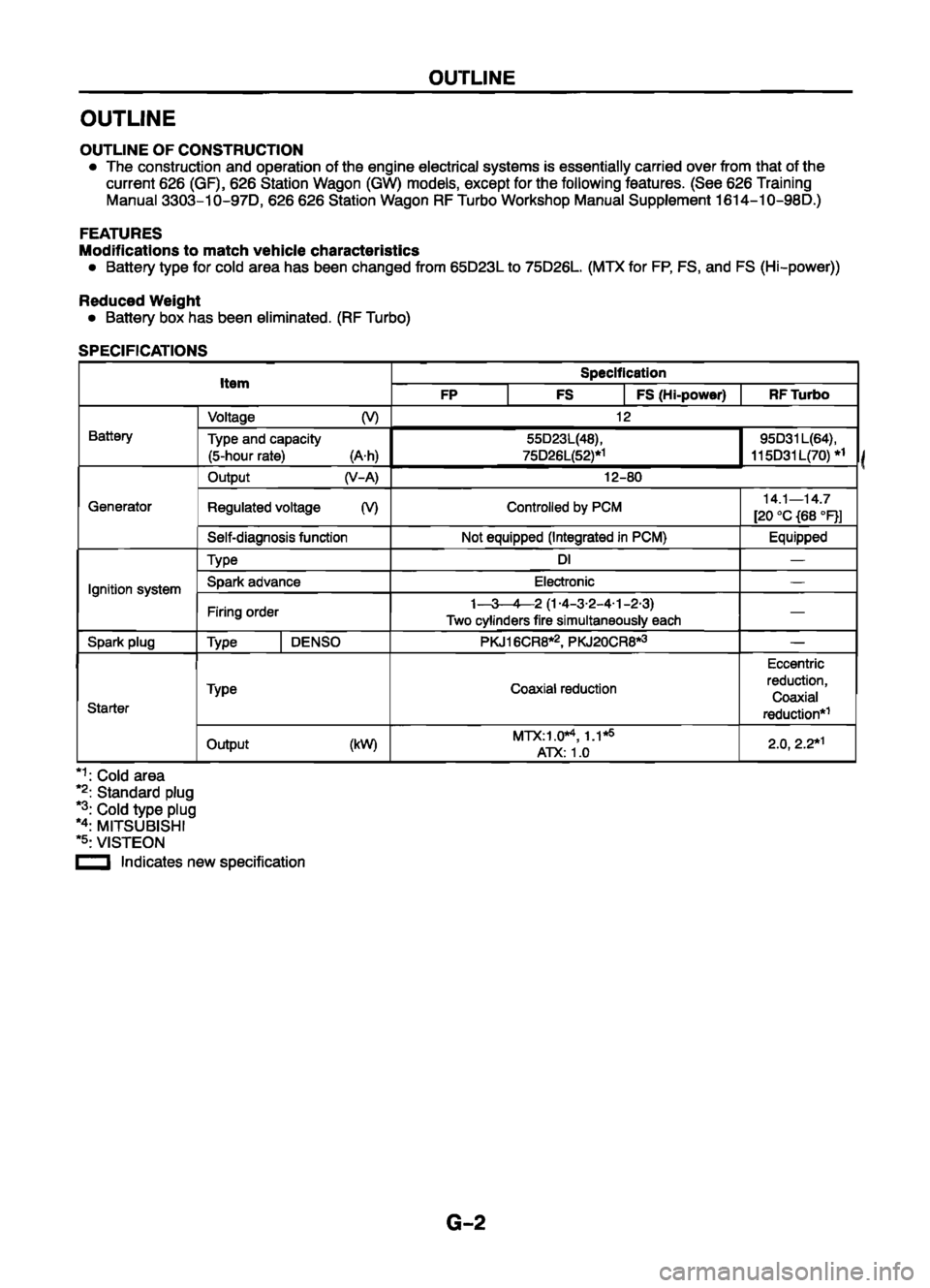 MAZDA 626 1999 Workshop Manual Suplement MAZDA 626 1999 Workshop Manual Suplement