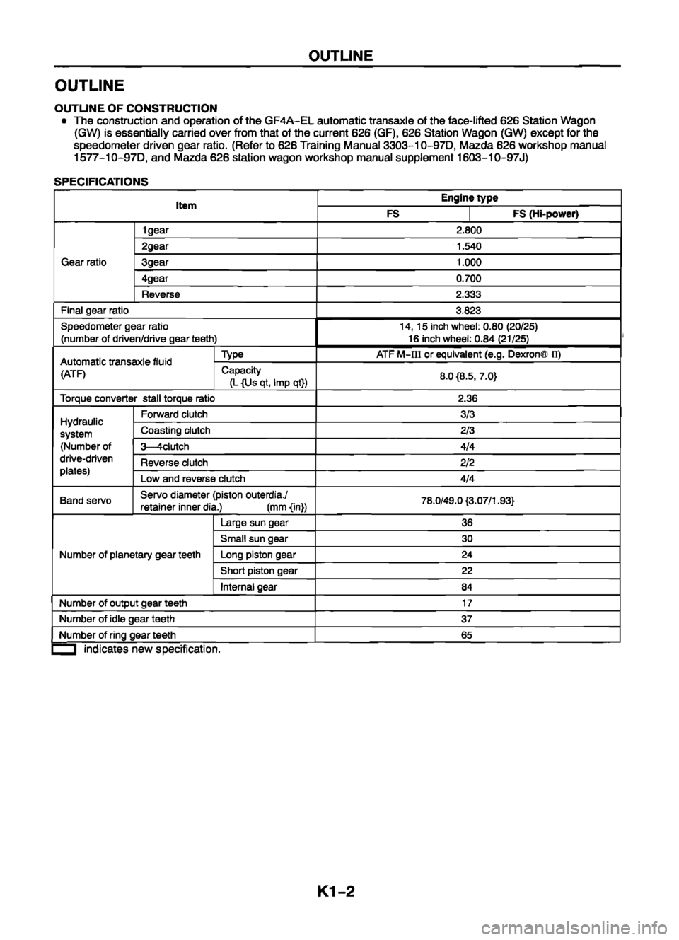 MAZDA 626 1999 Workshop Manual Suplement MAZDA 626 1999 Workshop Manual Suplement