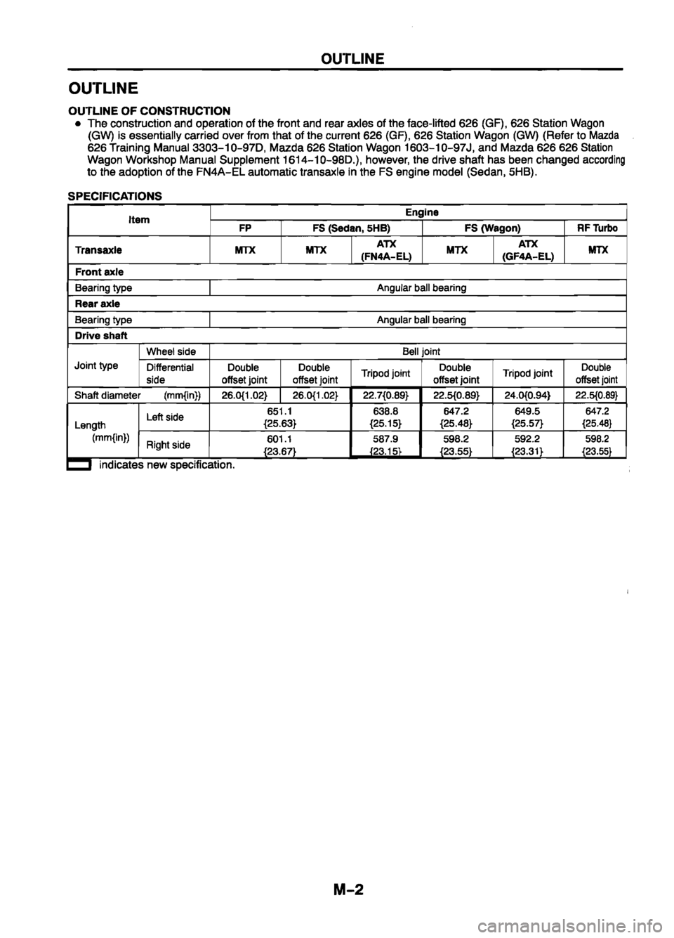 MAZDA 626 1999 Workshop Manual Suplement MAZDA 626 1999 Workshop Manual Suplement
