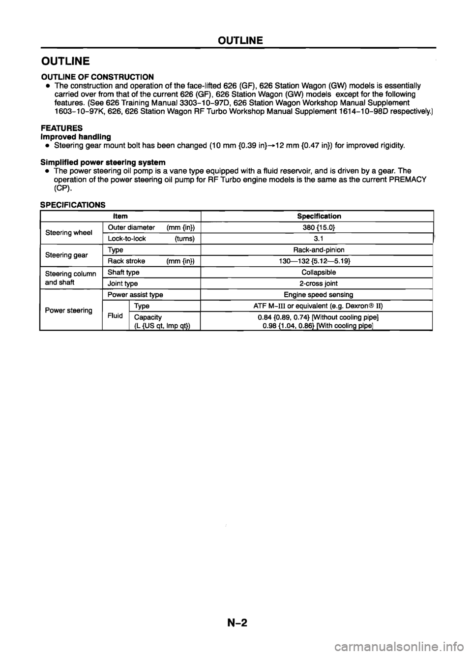 MAZDA 626 1999 Workshop Manual Suplement MAZDA 626 1999 Workshop Manual Suplement