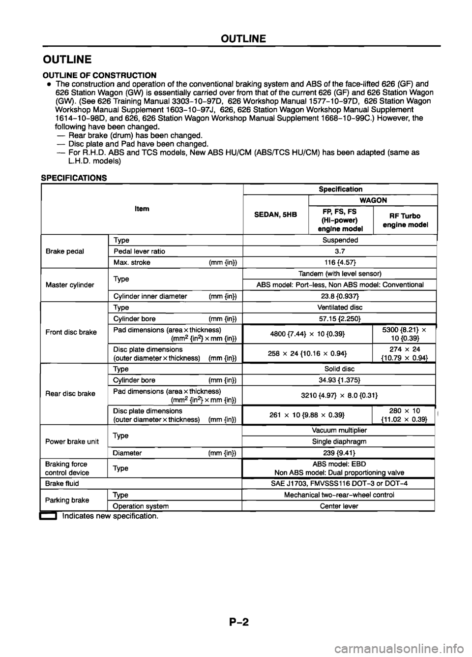 MAZDA 626 1999 Workshop Manual Suplement MAZDA 626 1999 Workshop Manual Suplement