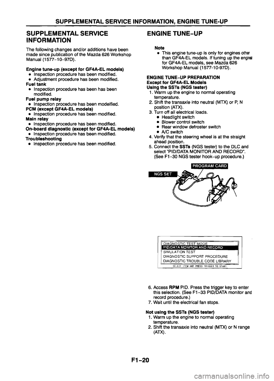 MAZDA 626 1999 Suplement Service Manual MAZDA 626 1999 Suplement Service Manual