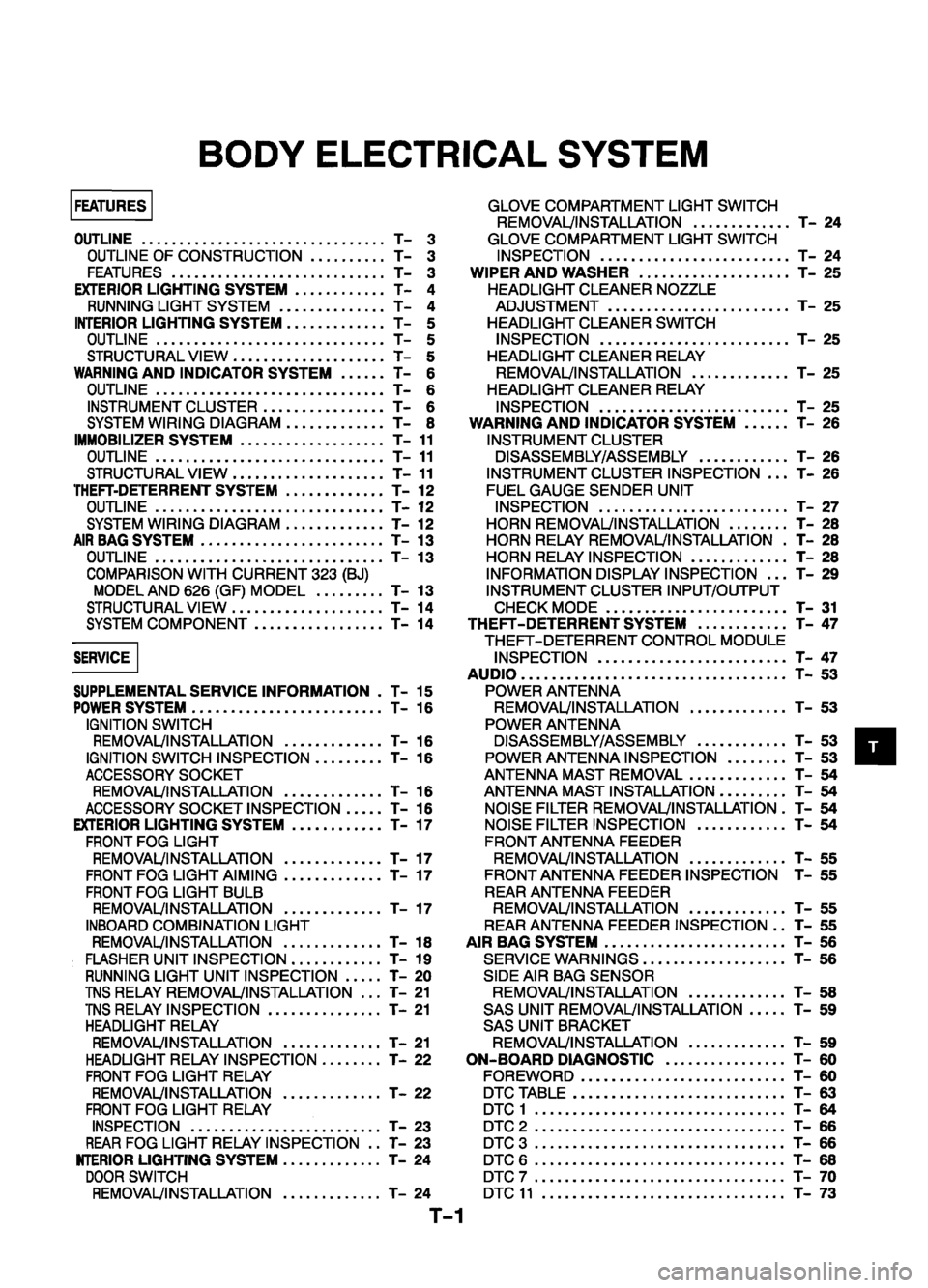 MAZDA 626 1999  Workshop Manual Suplement 
