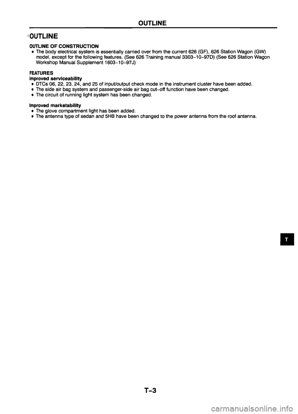 MAZDA 626 1999  Workshop Manual Suplement 