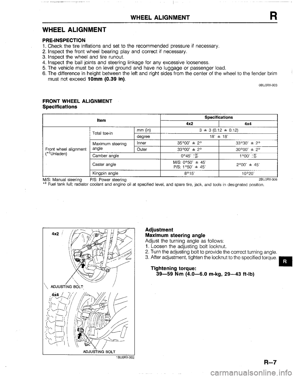 MAZDA B2600I 1992  Workshop Manual 