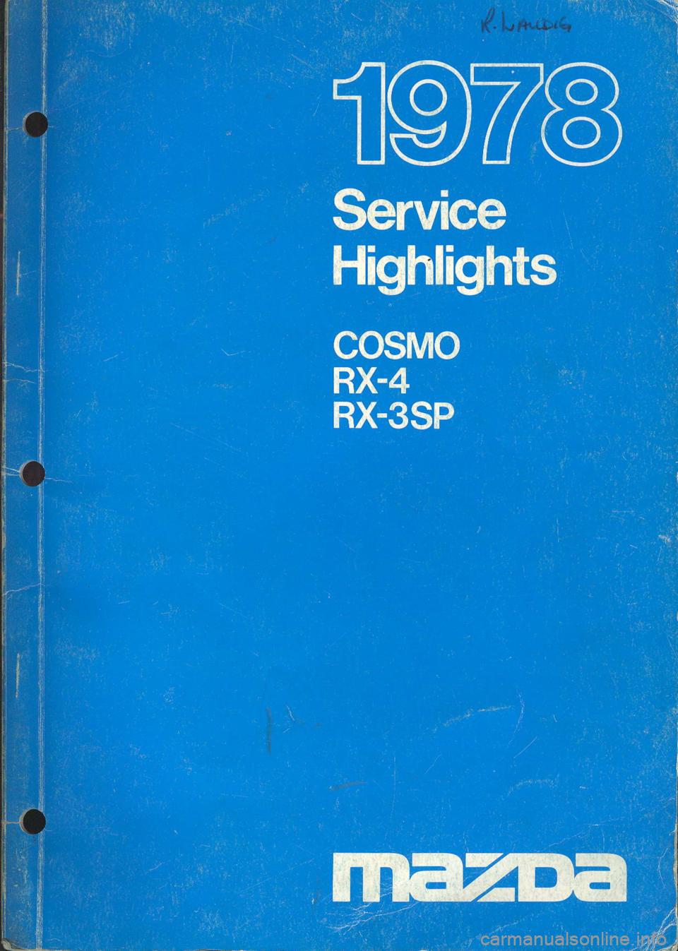 MAZDA COSMO 1978  Service Highlights Manual 