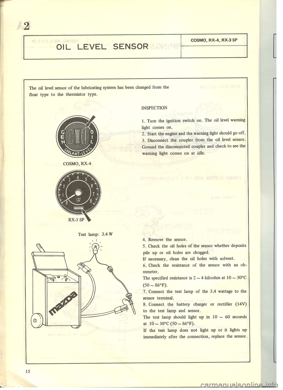 MAZDA COSMO 1978 Service Highlights Manual MAZDA COSMO 1978 Service Highlights Manual