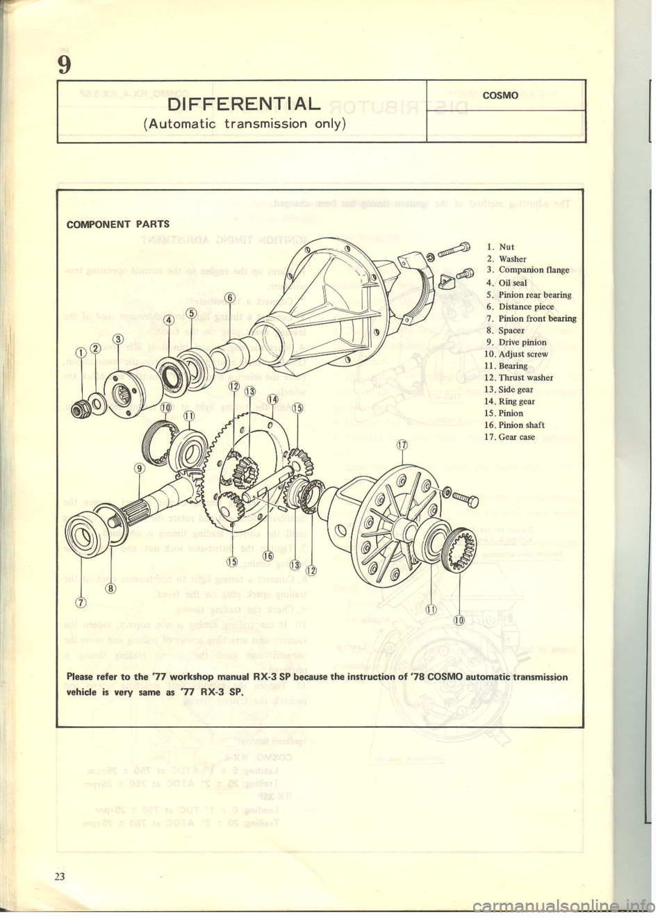 MAZDA COSMO 1978 Service Highlights Manual MAZDA COSMO 1978 Service Highlights Manual