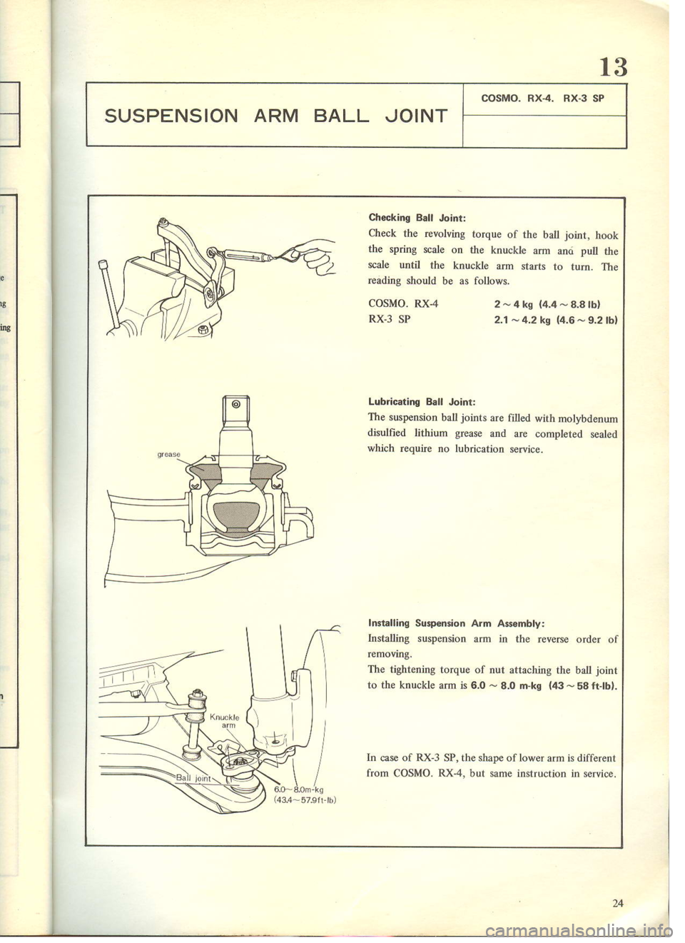 MAZDA COSMO 1978 Service Highlights Manual MAZDA COSMO 1978 Service Highlights Manual