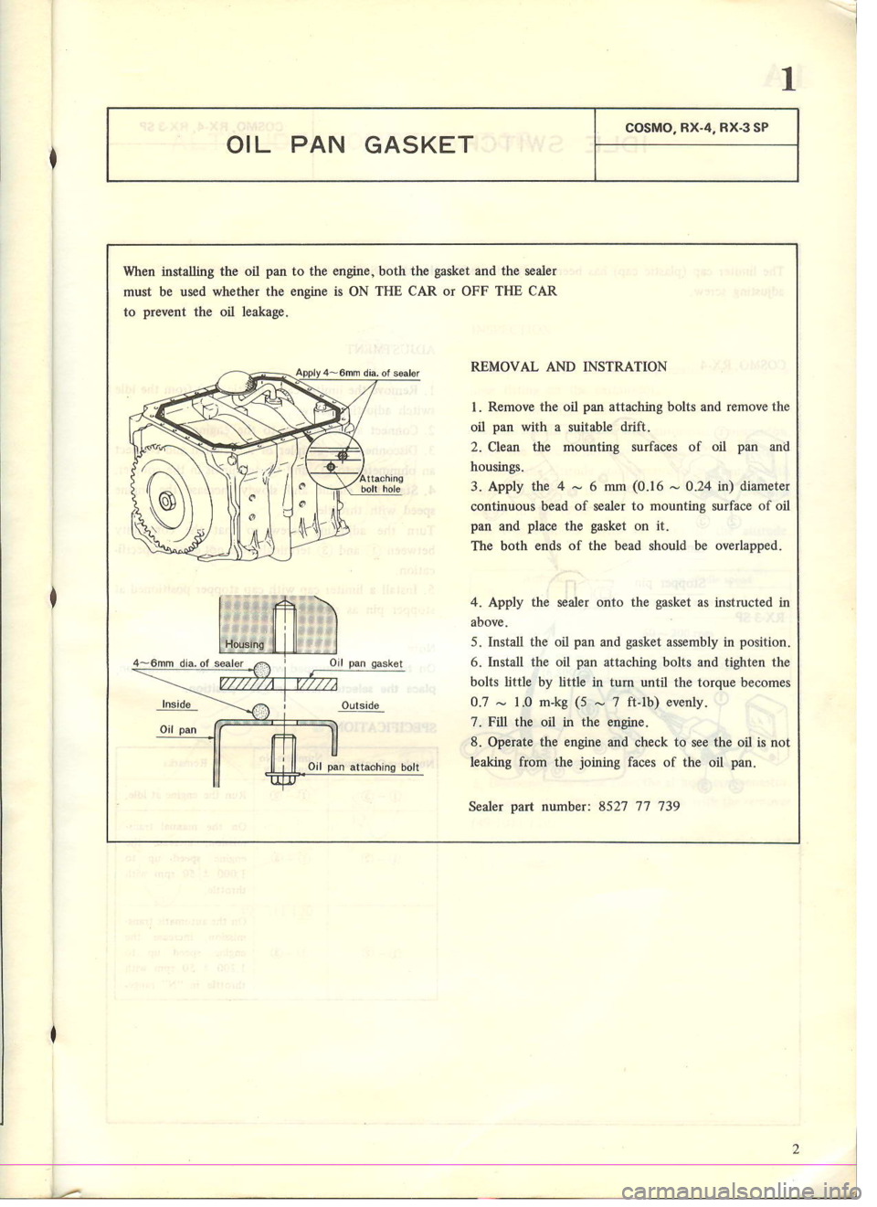 MAZDA COSMO 1978 Service Highlights Manual MAZDA COSMO 1978 Service Highlights Manual