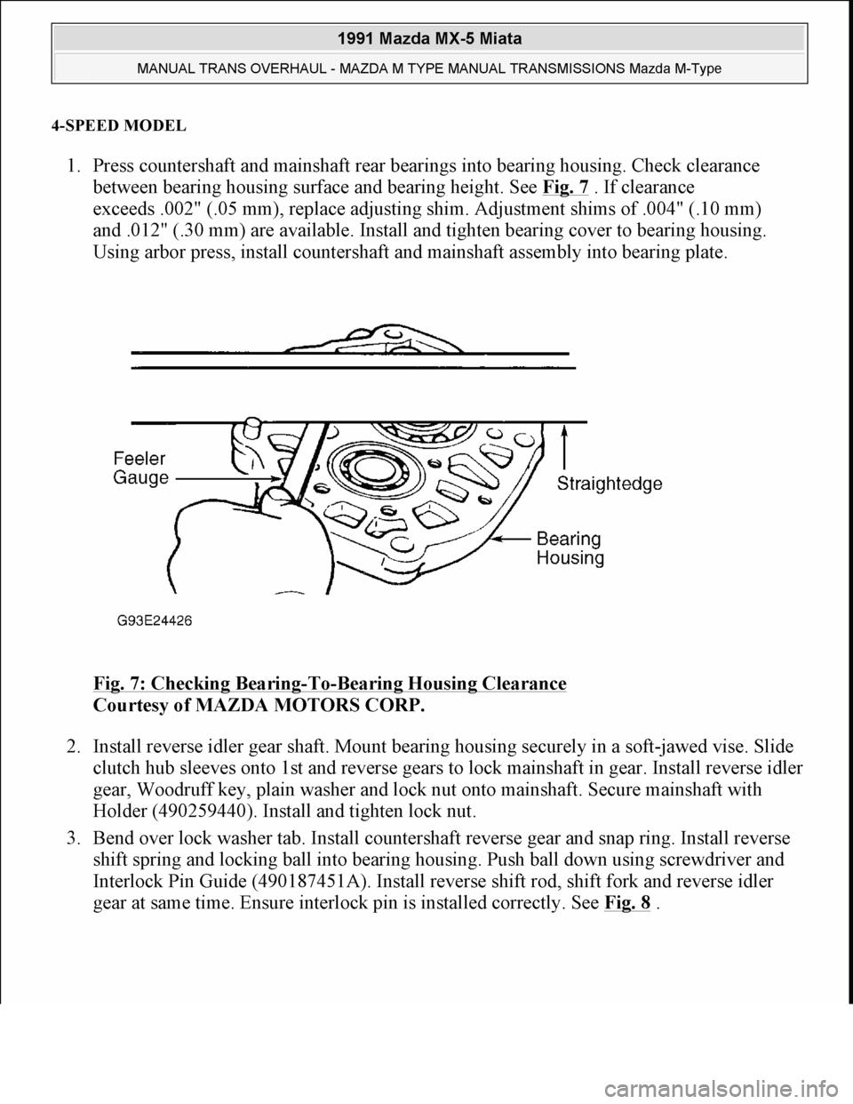 MAZDA MIATA 1991  Factory Service Manual 