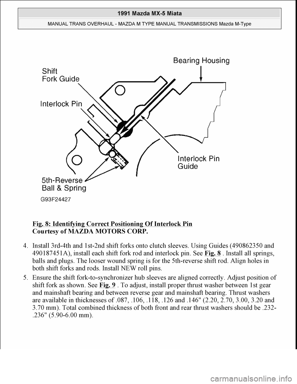 MAZDA MIATA 1991  Factory Service Manual 