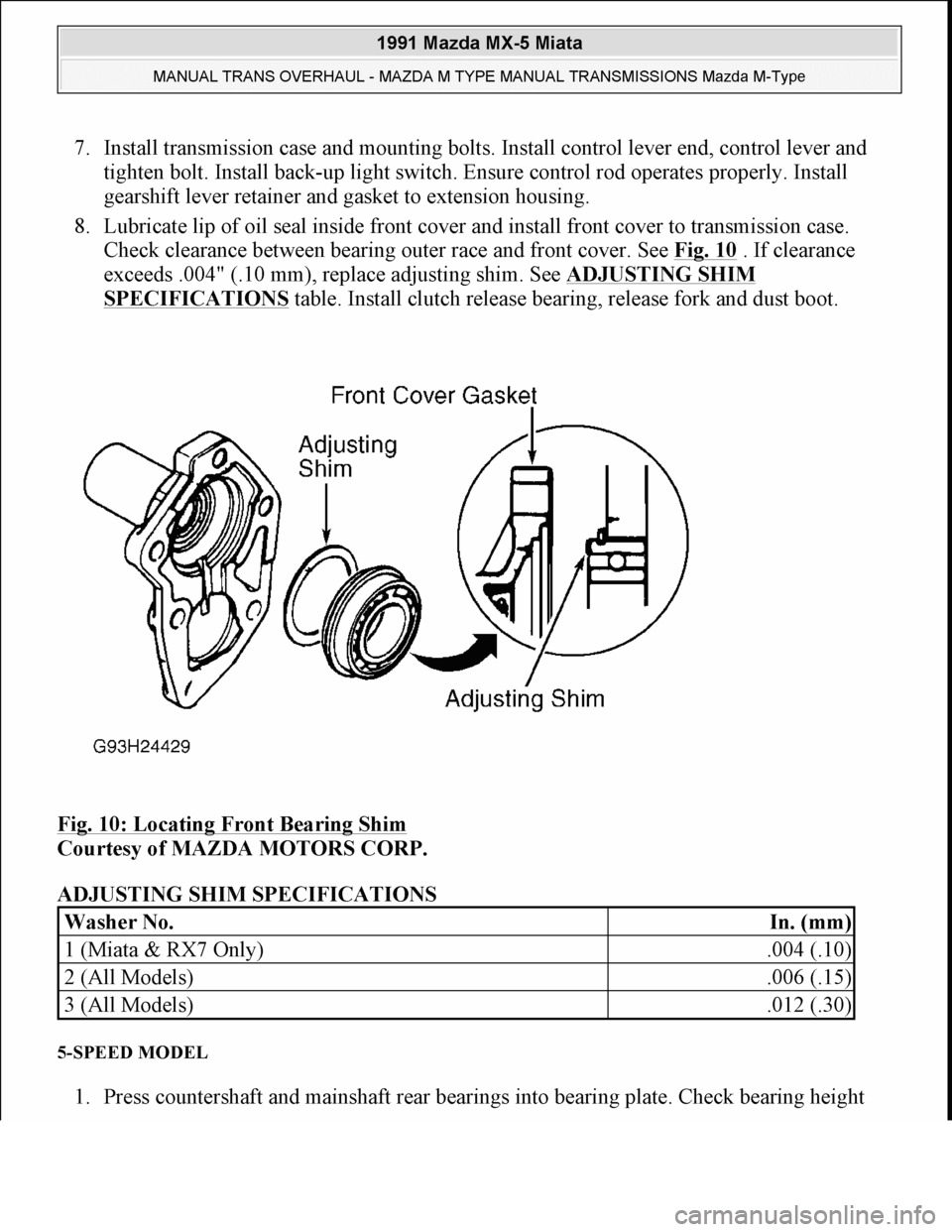 MAZDA MIATA 1991  Factory Service Manual 