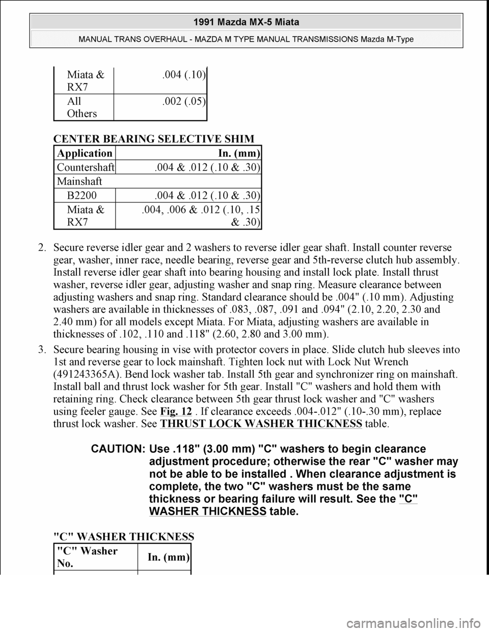 MAZDA MIATA 1991  Factory Service Manual 