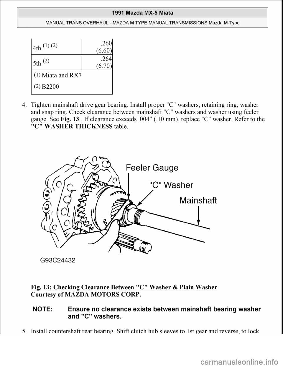MAZDA MIATA 1991  Factory Service Manual 