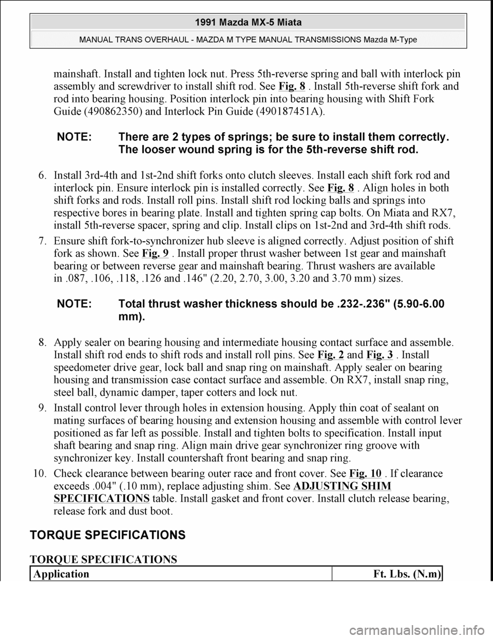 MAZDA MIATA 1991  Factory Service Manual 