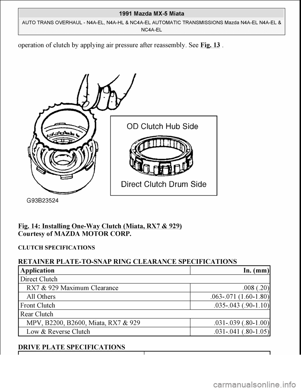 MAZDA MIATA 1991  Factory User Guide 